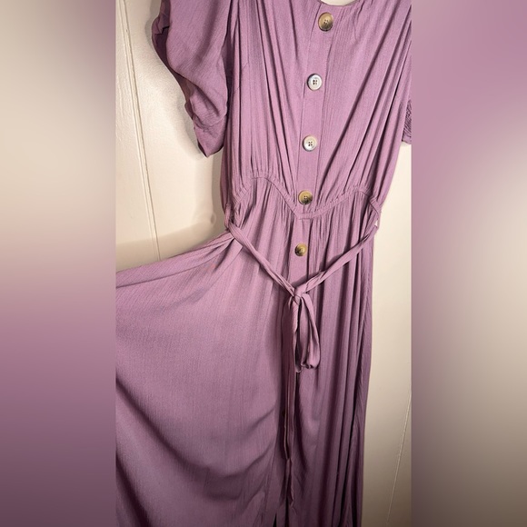 City Chic Tropical Tie Maxi Dress Plus Size M (18) Pink Woodrose - Picture 3 of 8